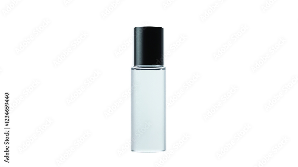 Transparent Bottle with Black Cap Isolated on White Background for Packaging Use Transparent Bottle with Black Cap Isolated on White Background for Packaging Use