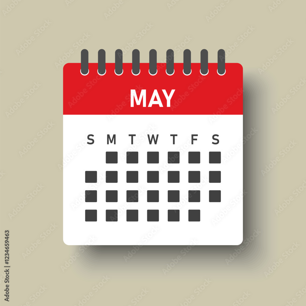 Vector template icon page calendar, month May Vector template icon page calendar, month May