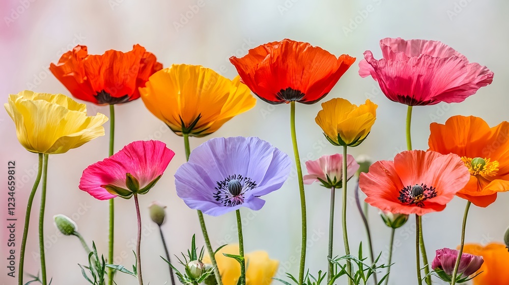 Obraz premium Vibrant Wildflowers Blooming in Meadow During Spring Season