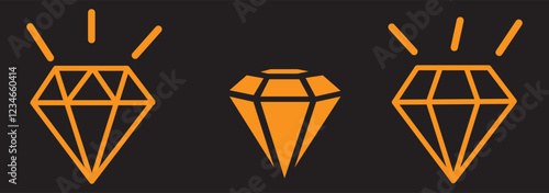 diamond gemstone icon symbol sign vector design black white color simple modern flat style collections