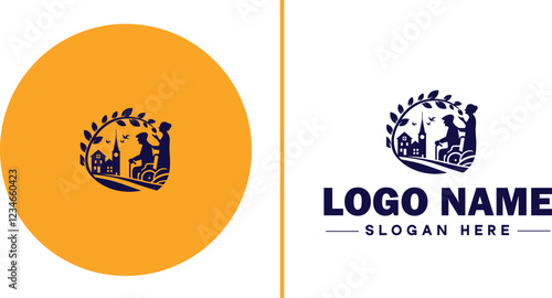 Retirement Community icon Senior living community Retirement village Senior community flat logo sign symbol editable vector