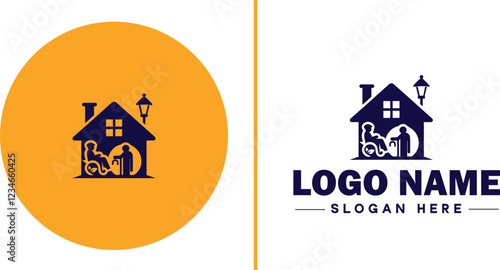 Retirement Community icon Senior living community Retirement village Senior community flat logo sign symbol editable vector
