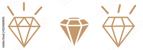 diamond gemstone icon symbol sign vector design black white color simple modern flat style collections