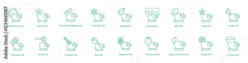 Diverse Tea Vector Icons: A Variety of Flavors and Aromas