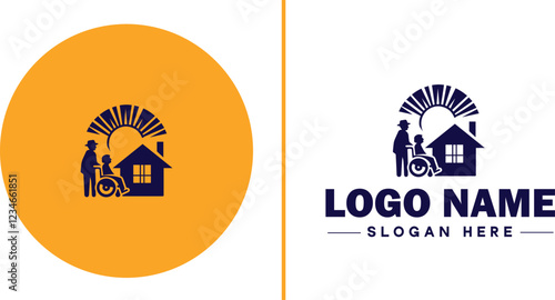 Retirement Community icon Senior living community Retirement village Senior community flat logo sign symbol editable vector