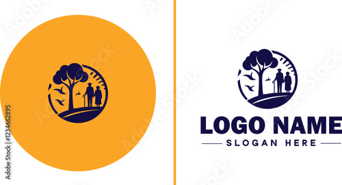 Retirement Community icon Senior living community Retirement village Senior community flat logo sign symbol editable vector