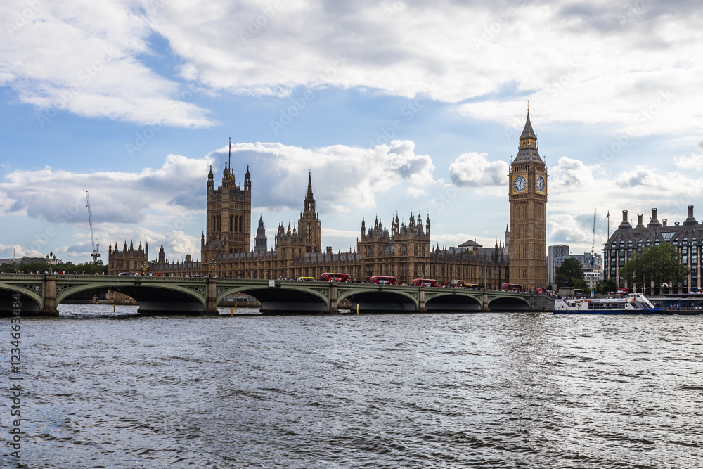 Iconic View of Big Ben and the Houses of Parliament Across the Thames in London Iconic View of Big Ben and the Houses of Parliament Across the Thames in London
