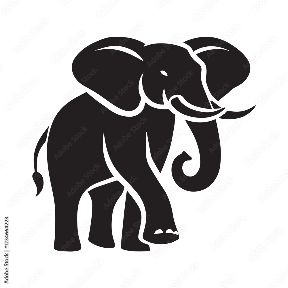 Powerful Elephant Head Silhouette Design Powerful Elephant Head Silhouette Design