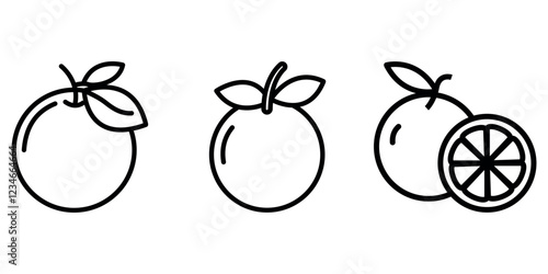 tangerine outline or line icon design bundle.