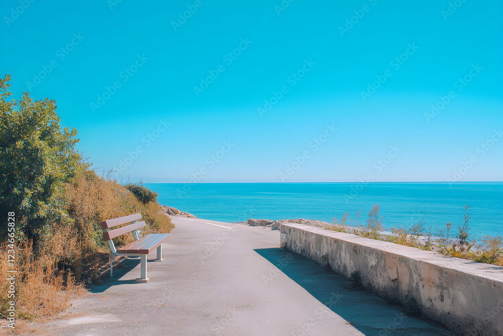 Tranquil Coastal Bench: A Serene Seaside Escape Tranquil Coastal Bench: A Serene Seaside Escape