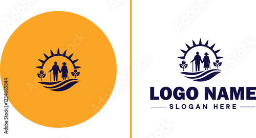 Retirement Community icon Senior living community Retirement village Senior community flat logo sign symbol editable vector