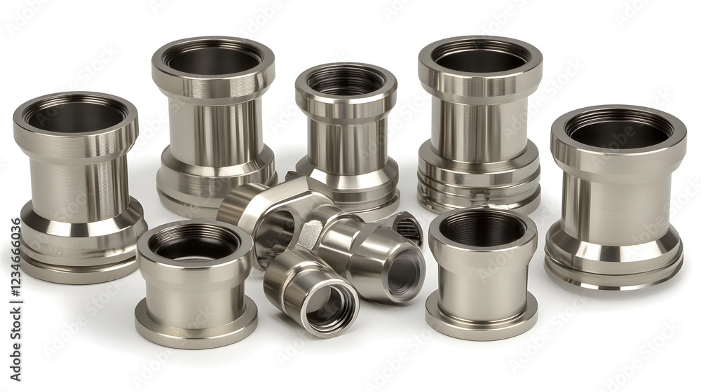 Adjustable Metal Pipe Connectors Collection on Isolated White Background Adjustable Metal Pipe Connectors Collection on Isolated White Background