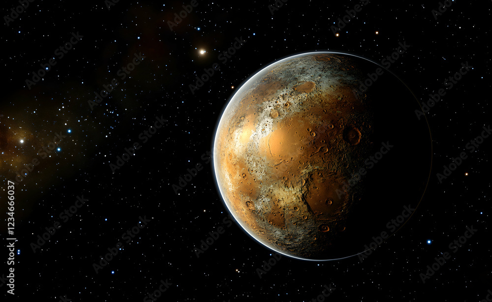 Obraz premium Cosmic Planet: A Celestial View of a Martian-like Exoplanet