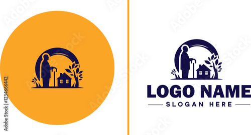 Retirement Community icon Senior living community Retirement village Senior community flat logo sign symbol editable vector