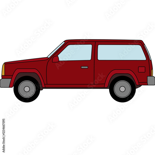 Red retro SUV , named layers for quick color changes