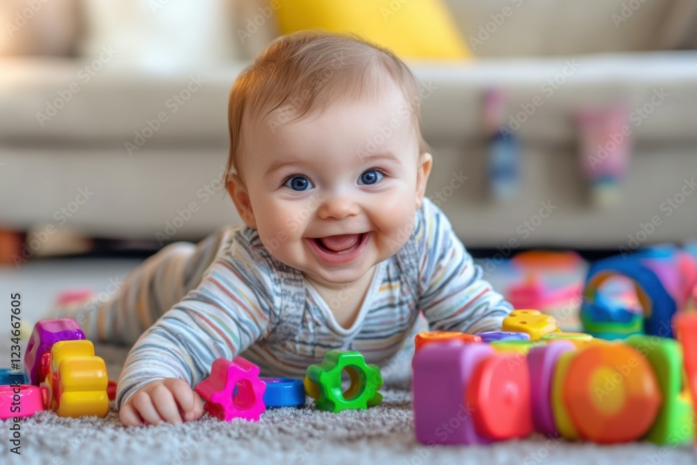 Obraz premium Happy Baby Playing with Colorful Toys
