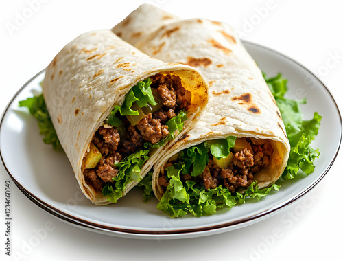 Delicious Ground Beef Burritos with Lettuce photo