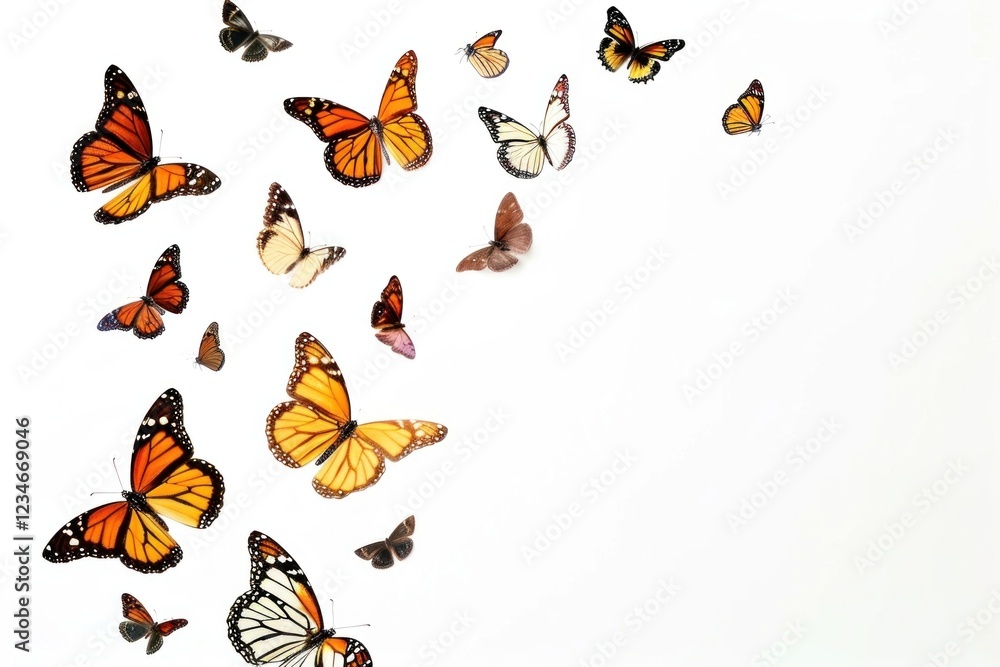 Obraz premium Butterflys flying animal insect white background.