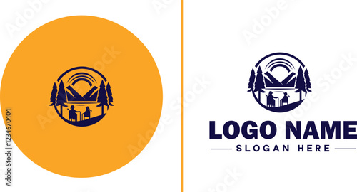 Retirement Community icon Senior living community Retirement village Senior community flat logo sign symbol editable vector