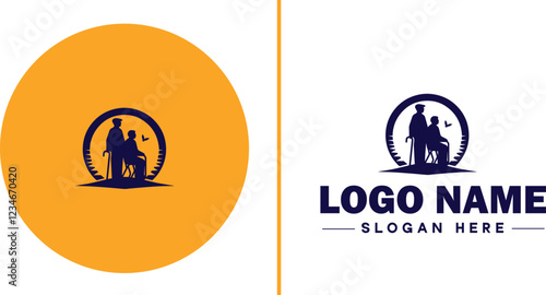 Retirement Community icon Senior living community Retirement village Senior community flat logo sign symbol editable vector