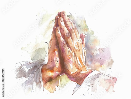 Clipart of Jesus hands clasped in prayer watercolor style