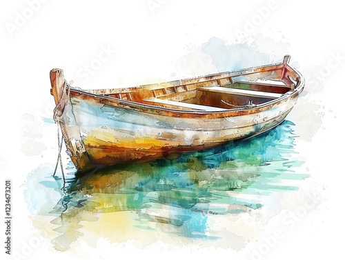 Clipart of Jesuss boat on Galilee watercolor style photo