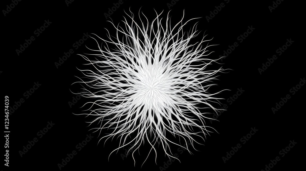 Fototapeta premium Abstract white fractal pattern on black background.
