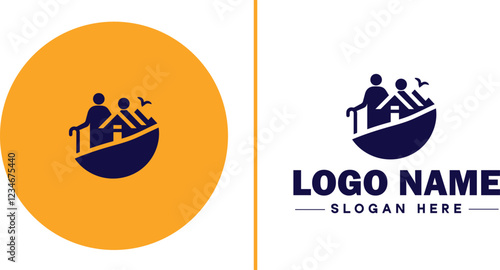 Retirement Community icon Senior living community Retirement village Senior community flat logo sign symbol editable vector