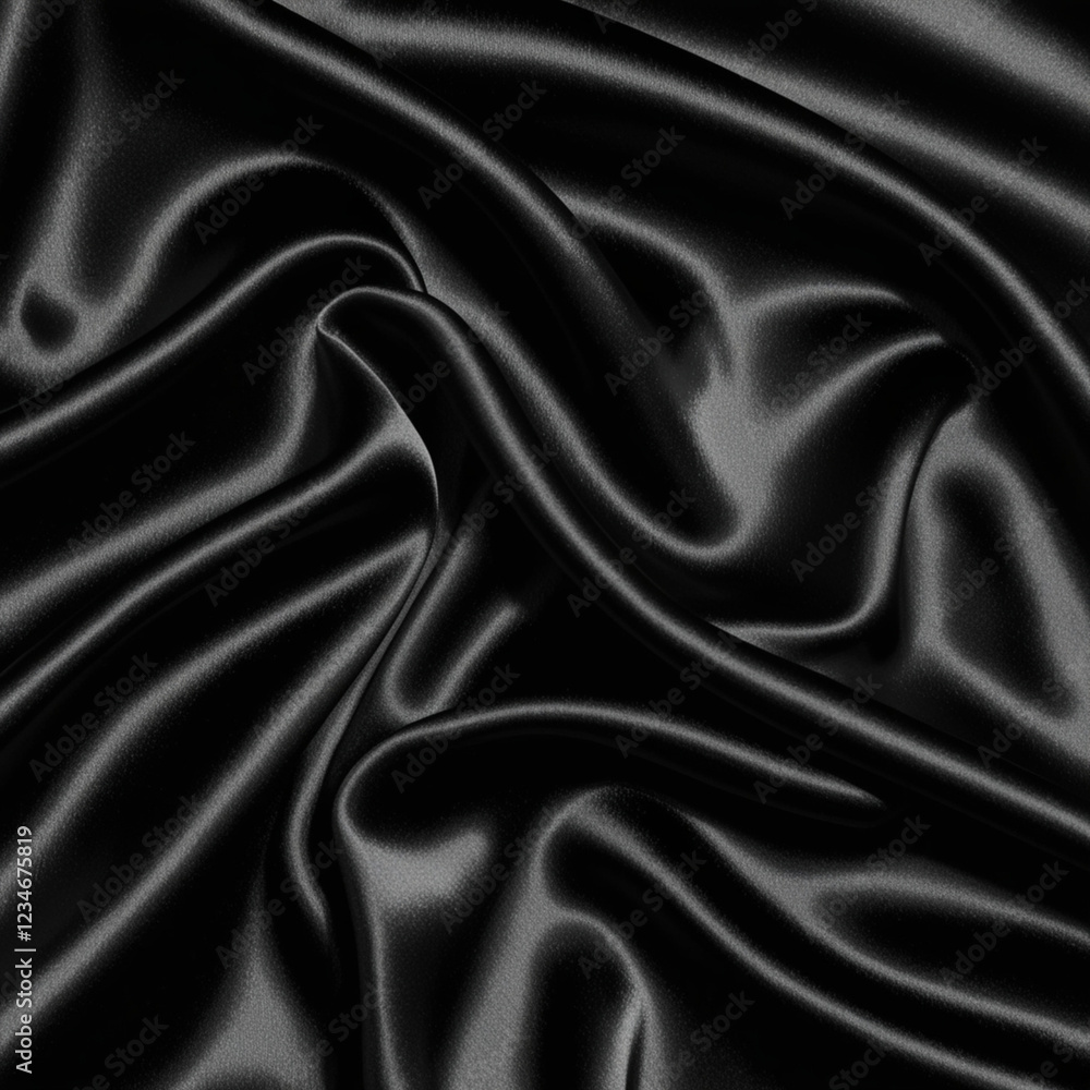 Fototapeta premium Black satin silk luxury material cloth background