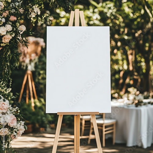 Wallpaper Mural A blank white welcome sign mockup, size is 24 by 36 inches in portrait orientation, on an easel during a wedding party. ,

 Torontodigital.ca