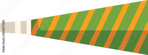 Green and orange party horn making a celebratory noise at a festive event