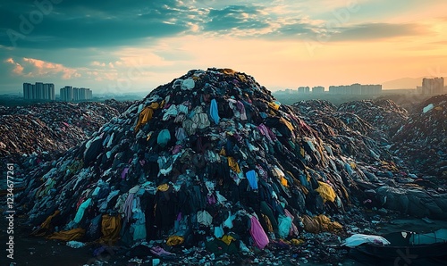 Wallpaper Mural Massive piles of textile waste, fast fashion pollution, discarded clothes in landfill, environmental crisis, unsustainable industry practices harming the planet,


 Torontodigital.ca