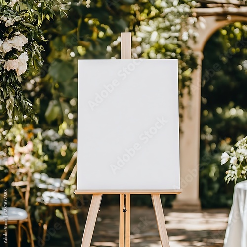 Wallpaper Mural A blank white canvus welcome sign mockup, size is 24 by 36 inches in portrait orientation, on an easel during a wedding party. ,

 Torontodigital.ca