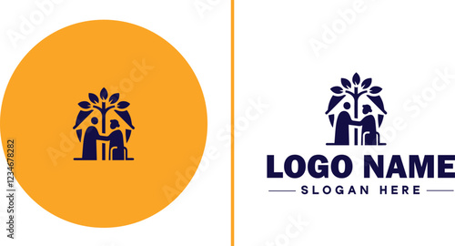 Retirement Community icon Senior living community Retirement village Senior community flat logo sign symbol editable vector