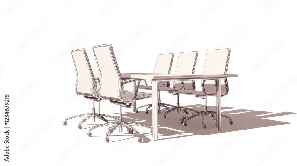 Fototapeta premium Modern conference room with table and chairs.