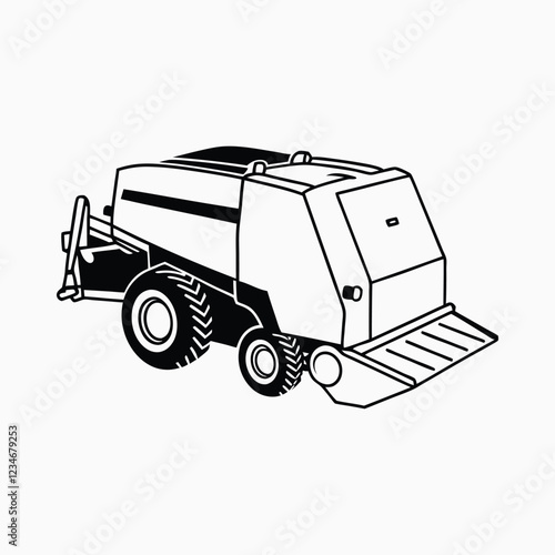 Tableau sur toile straw baler vector silhouette