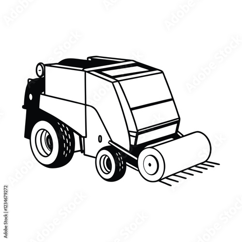 Canvas Print straw baler vector silhouette