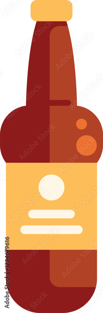 Simple vector illustration of a brown beer bottle with a blank label, perfect for representing beer, beverages, and more Simple vector illustration of a brown beer bottle with a blank label, perfect for representing beer, beverages, and more