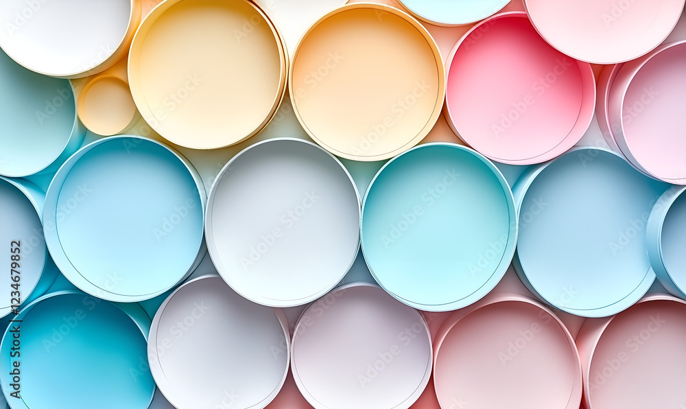 A vibrant arrangement of colorful round plates in soft pastel hues, creating a visually pleasing pattern and texture. A vibrant arrangement of colorful round plates in soft pastel hues, creating a visually pleasing pattern and texture.