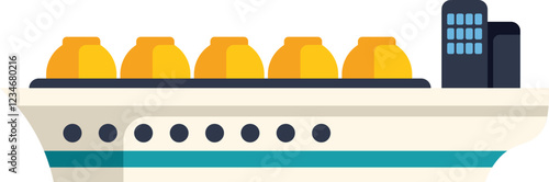 Lng tanker ship sailing on water transporting liquefied natural gas in spherical tanks