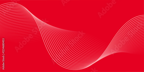 Abstract background with lines and waves. Medium banner size. Element for design. Vector background for brochure, booklet, flyer, poster. Red and white gradient. Love, Valentine's Day