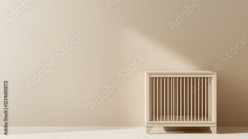 Wallpaper Mural A wooden crib is sitting in front of a white wall Torontodigital.ca