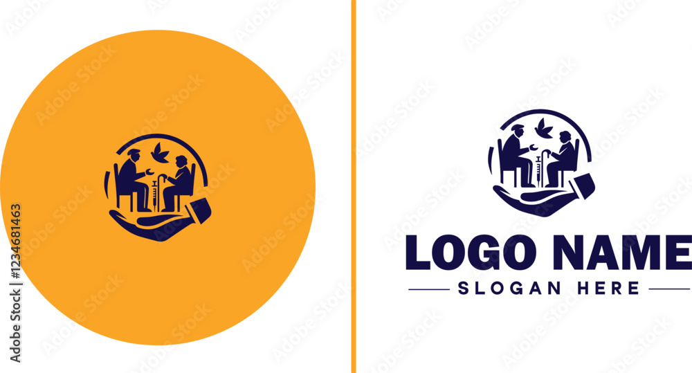 Obraz premium Retirement Community icon Senior living community Retirement village Senior community flat logo sign symbol editable vector