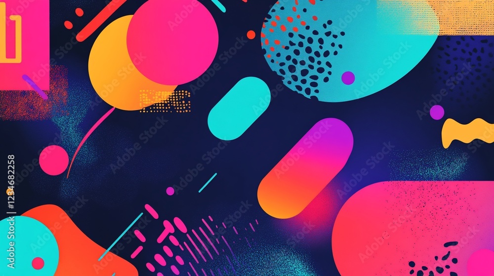 Fototapeta premium Vibrant abstract background with geometric shapes and playful color transitions