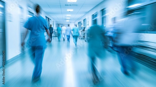 Urgent medical response  healthcare professionals swiftly mobilizing in hospital emergency room