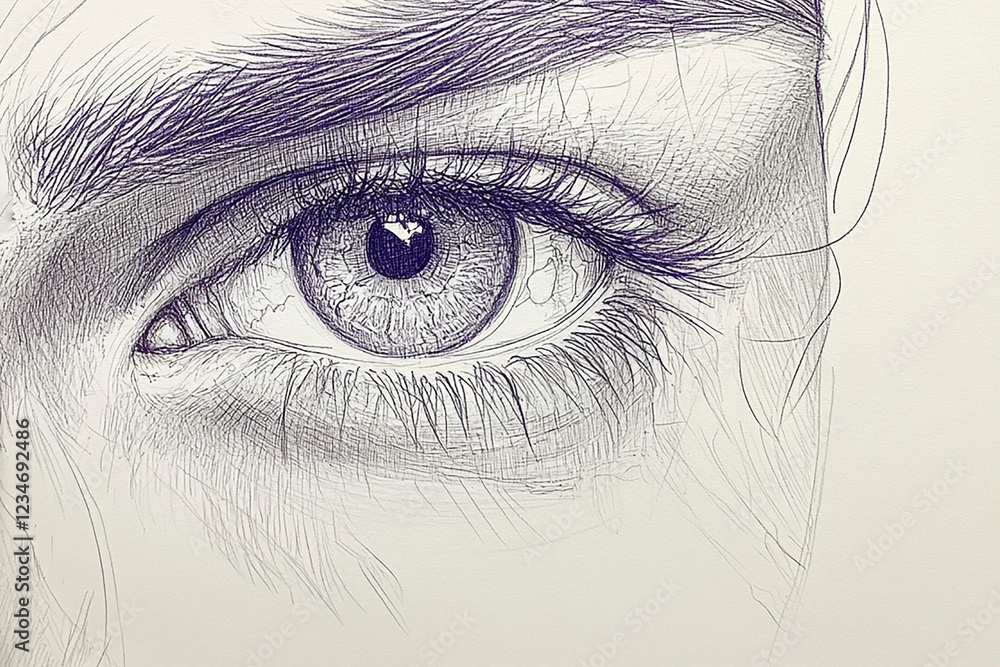 Fototapeta premium Close-up of a human eye, pencil drawing