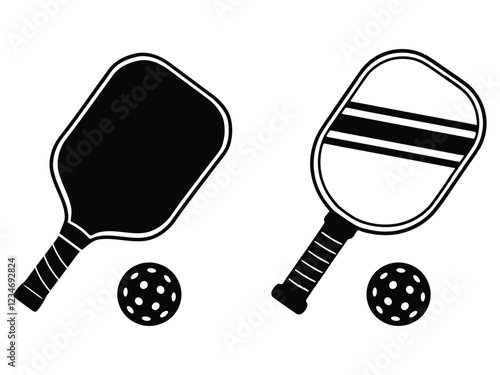 Minimalist Pickleball Equipment Illustration Collection
