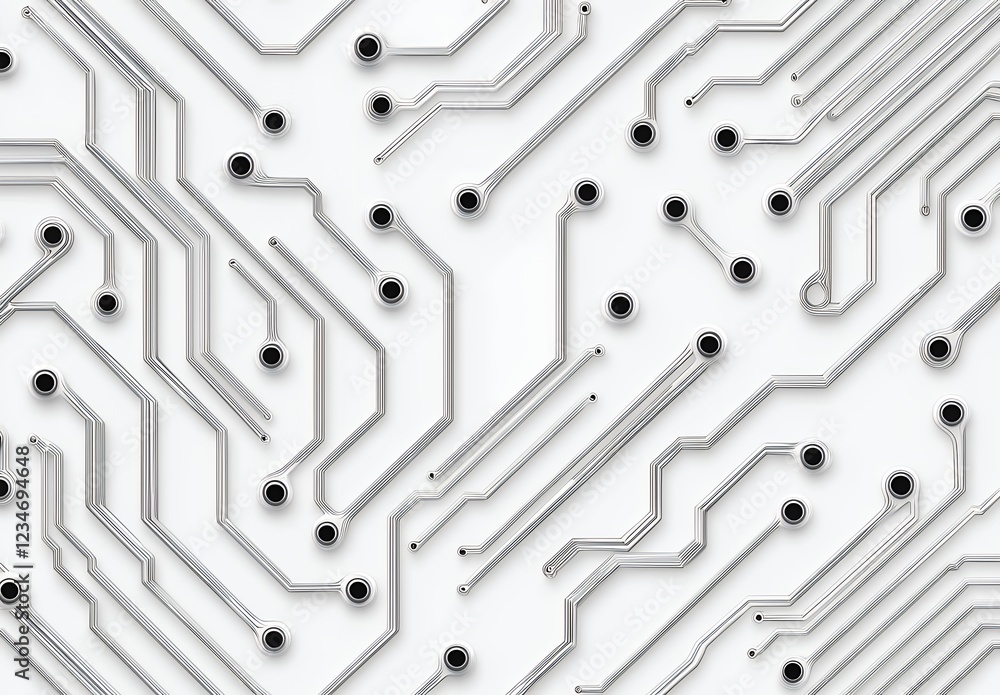 Abstract Gray Circuit Board Pattern on White Background Abstract Gray Circuit Board Pattern on White Background