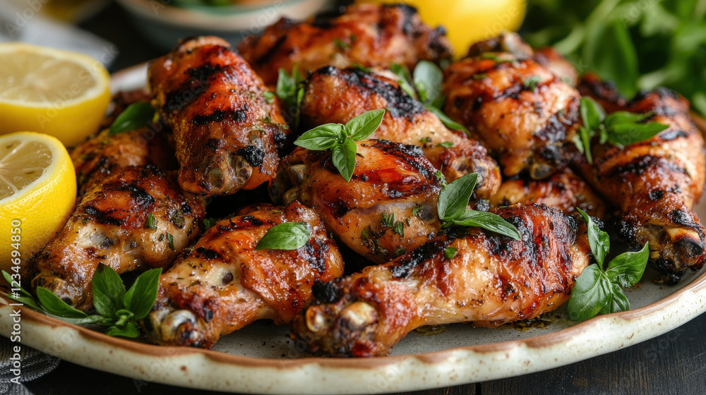 Grilled Chicken Wings with Lemon and Herbs Grilled Chicken Wings with Lemon and Herbs