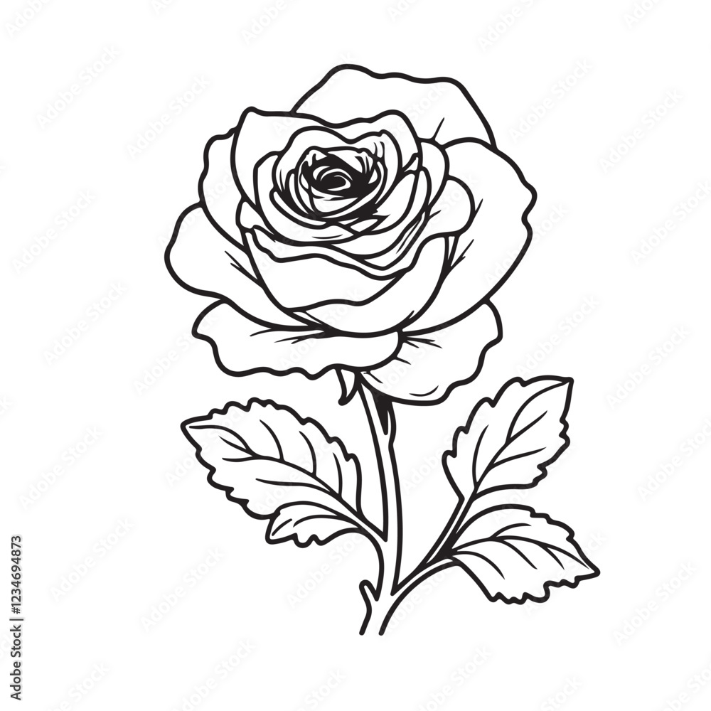 rose isolated line art vector illustration rose isolated line art vector illustration